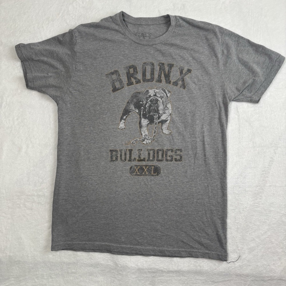 Galt Bronx Bulldogs XXL Grey Short Sleeve Graphic Shirt Men's‎ Large Stain
